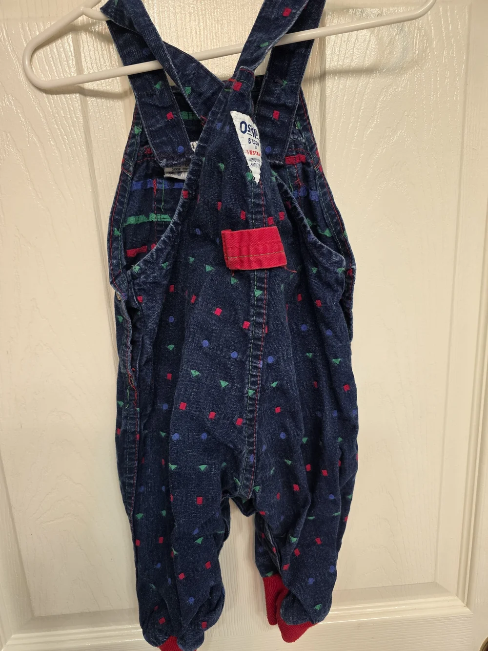Vintage OshKosh B'gosh Navy Denim Overalls with Red Trim - Kids